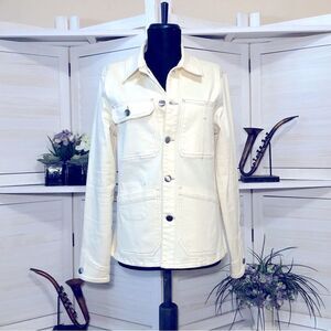 FRAME cream safari explorer style cargo denim cotton jeans jacket coat sz S